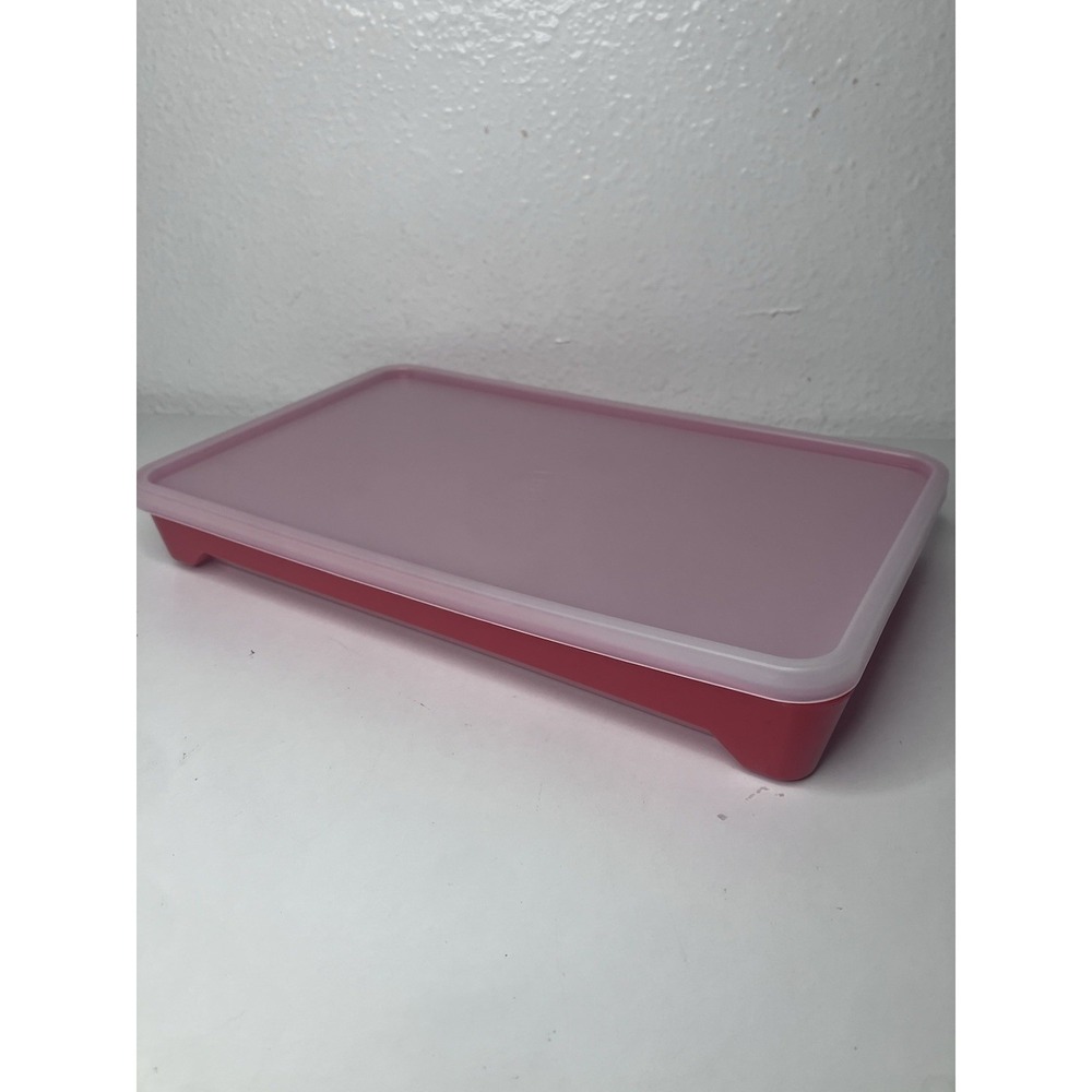 Tupperware Bacon Keeper Hot Dog Keeper Container Sausage Refrigerator Chili Red